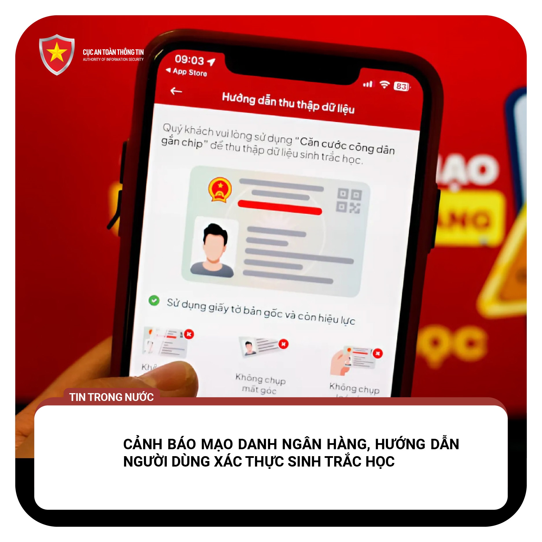 Mạo danh ngân hàng hướng dẫn người dùng xác thực sinh trắc học -  Ảnh minh họa.