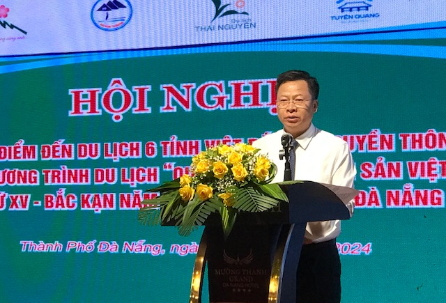 Phó Chủ tịch UBND tỉnh Bắc Kạn Phạm Duy Hưng phát biểu tại Hội nghị. Ảnh Ngô Anh Văn