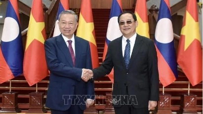 President To Lam meets Lao Prime Minister Sonexay Siphandone