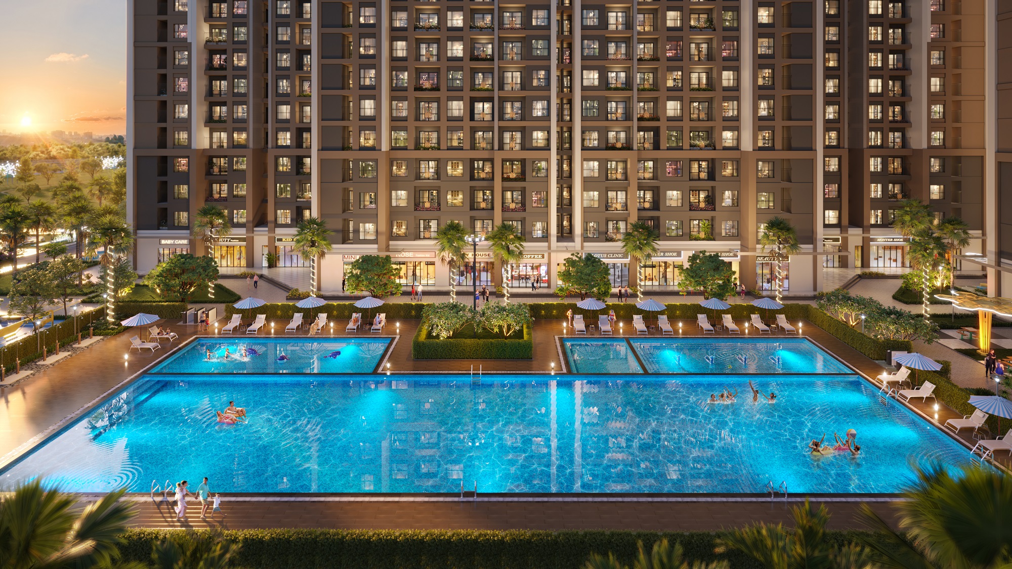 Bể bơi chuẩn phong c&aacute;ch resort The Sola Park.