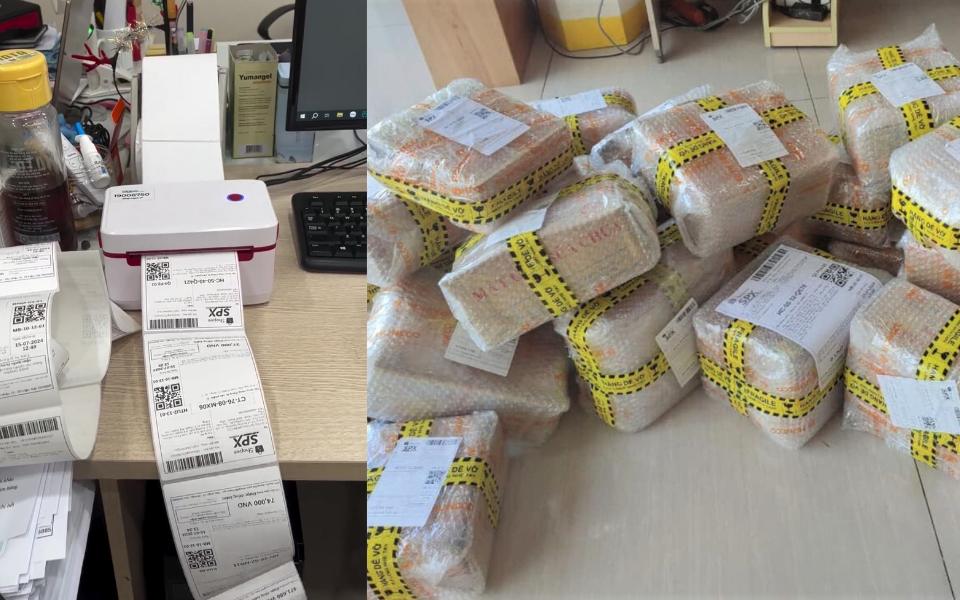 Nhân viên Honeco tất bật đóng gói đơn hàng trong và sau phiên livestream “Shopee - Tinh Hoa Việt Du Ký”.