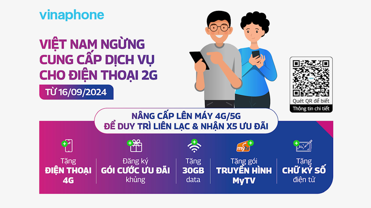 VinaPhone tặng nhiều ưu đã cho khách hàng thực hiện chuyển đổi từ 2G lên 4G.