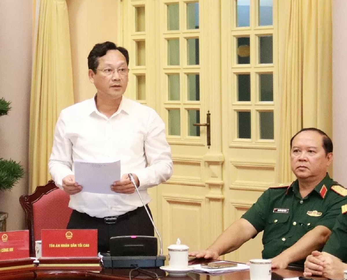 Ông Nguyễn Văn Tiến, Phó Chánh án Toà án nhân dân tối cao thông tin về Luật Tổ chức Toà án nhân dân năm 2024.