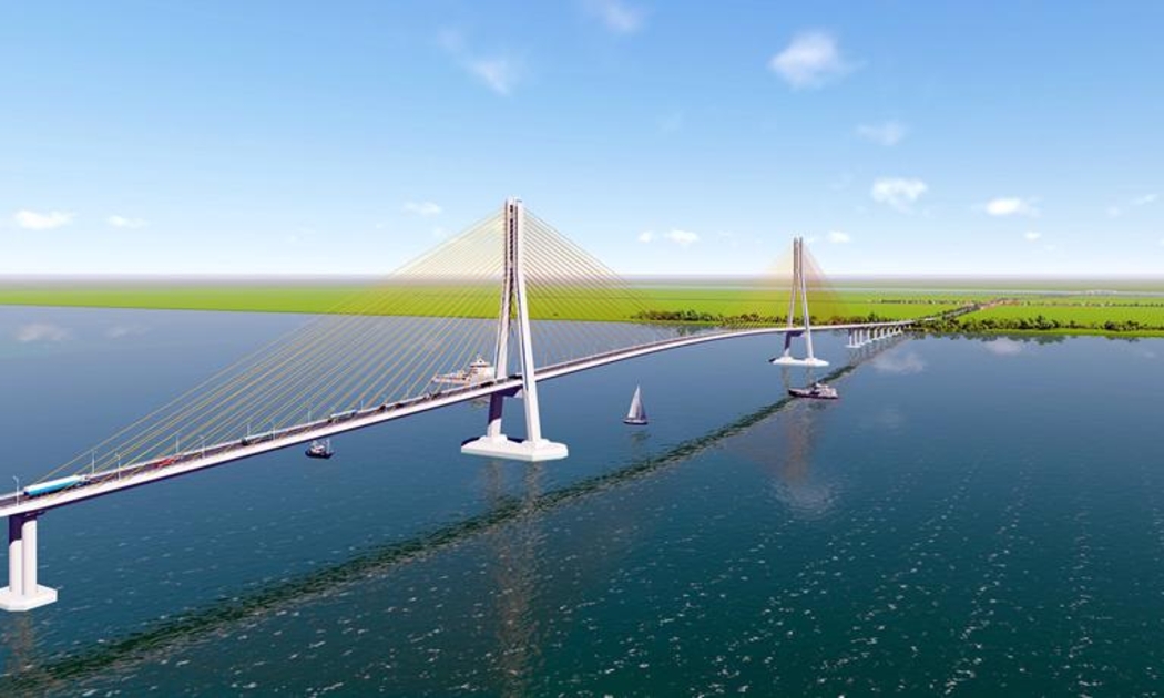Phối cảnh cầu dây văng Đại Ngãi 1. Ảnh: Ban quản lý Dự án 85.
