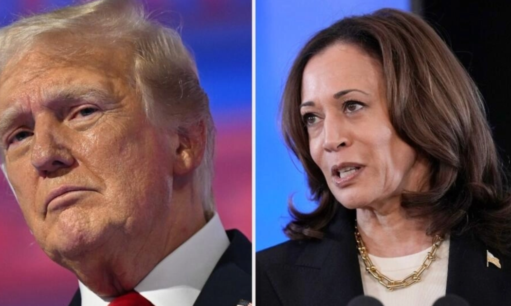 Cựu Tổng thống Donald Trump (trái) và Phó Tổng thống Kamala Harris - Ảnh: AP
