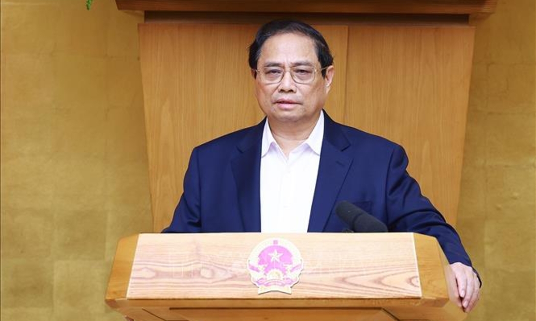 Thủ tướng Phạm Minh Chính chủ trì Phiên họp Chính phủ chuyên đề xây dựng pháp luật tháng 7 năm 2024. Ảnh: TTXVN