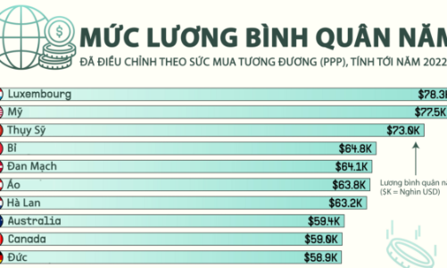 Mức lương bình quân năm tại các nền kinh tế phát triển