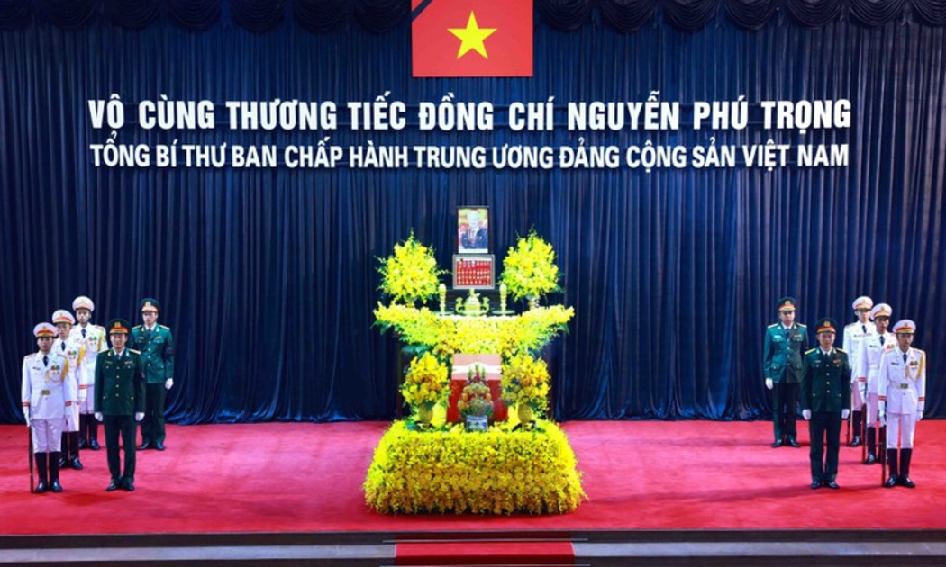Tang lễ Tổng Bí thư Nguyễn Phú Trọng tại Nhà tang lễ quốc gia, số 5 Trần Thánh Tông, Hà Nội - Ảnh: TTXVN