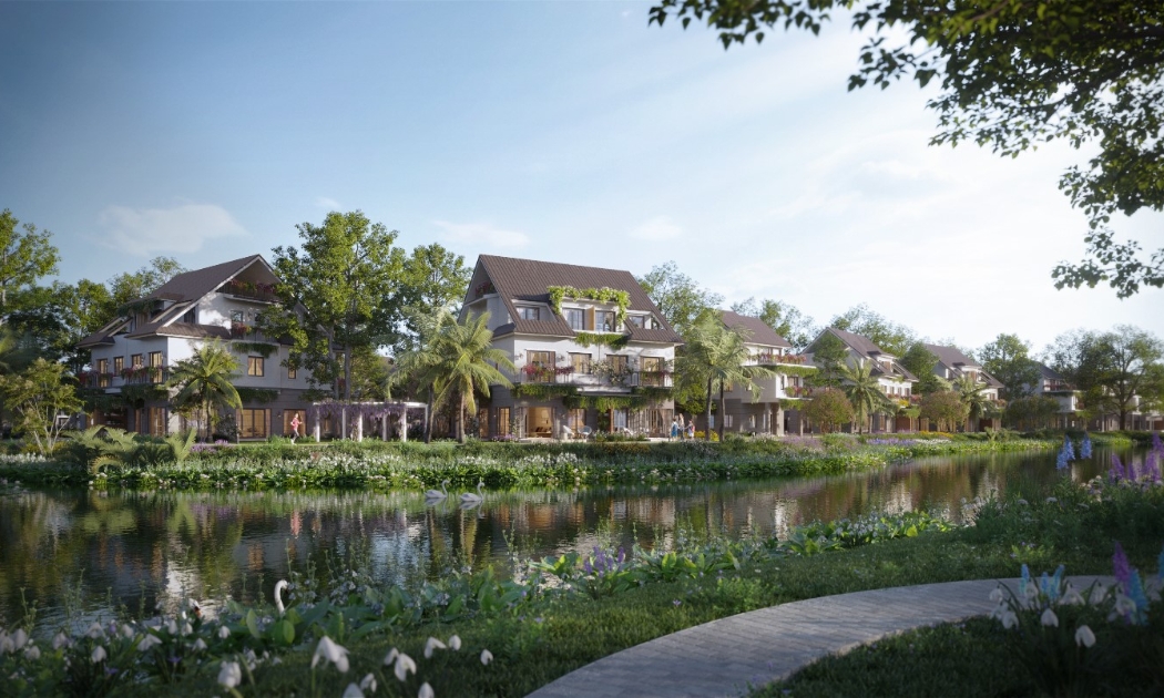 Những căn biệt thự đảo Central Island được bao quanh bởi những cây xanh và sông nước, mang lại giá trị phong thuỷ cho cư dân.