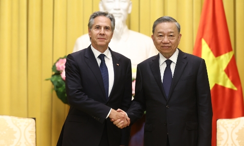 Chủ tịch nước Tô Lâm tiếp Ngoại trưởng Mỹ sang Việt Nam chia buồn Tổng Bí thư Nguyễn Phú Trọng qua đời