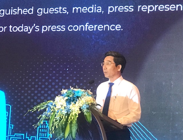 Phó Chủ tịch UBND TP. Đà Nẵng phát biểu tại họp báo  thông tin về Giải BRG Open Golf Championship Danang 2024. Ảnh Ngô Anh Văn