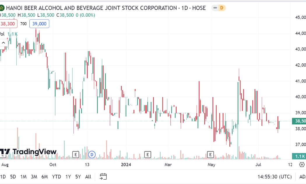 Sơ đồ giao dịch giá cổ phiếu BHN trên Tradingview.