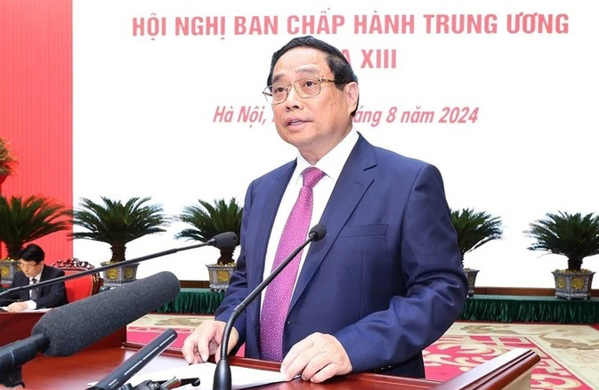 Đồng chí Phạm Minh Chính, Ủy viên Bộ Chính trị, Thủ tướng Chính phủ phát biểu tại hội nghị - Ảnh: VGP