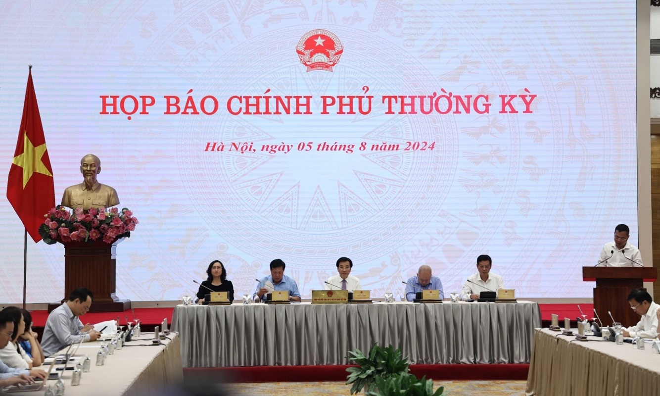 Buổi họp báo Chính phủ thường kỳ tháng 7/2024 diễn ra chiều 5/8 tại Hà Nội.
