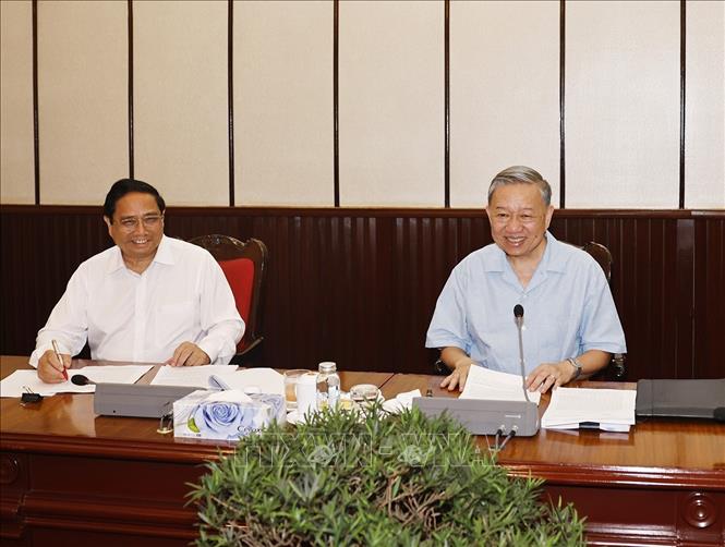 Tổng Bí thư, Chủ tịch nước Tô Lâm phát biểu tại cuộc họp lãnh đạo chủ chốt - Ảnh: TTXVN