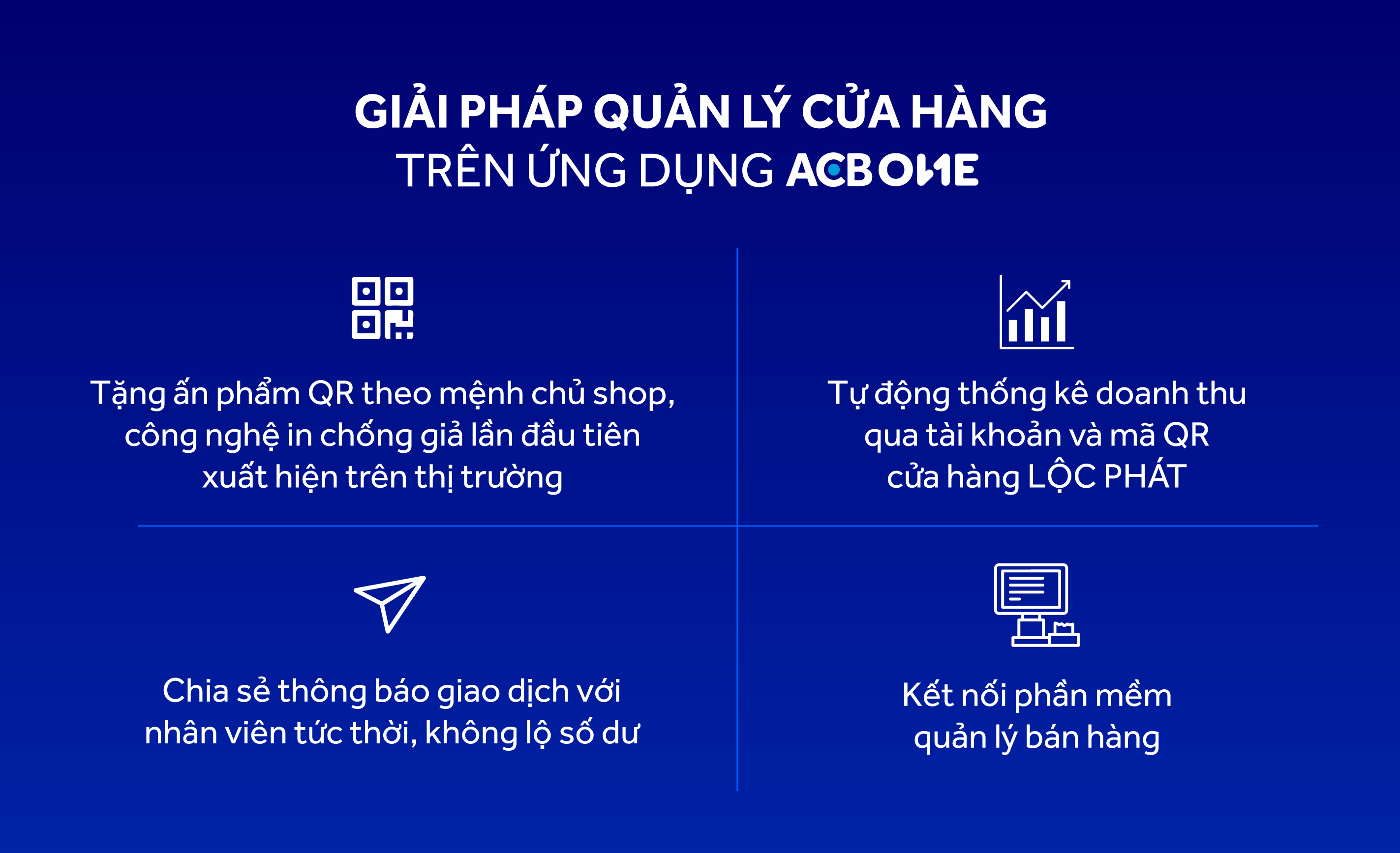 Chủ hộ kinh doanh c&oacute; thể đăng k&yacute; ngay tr&ecirc;n ứng dụng ACB ONE, tự thiết kế QR ri&ecirc;ng cho m&igrave;nh.