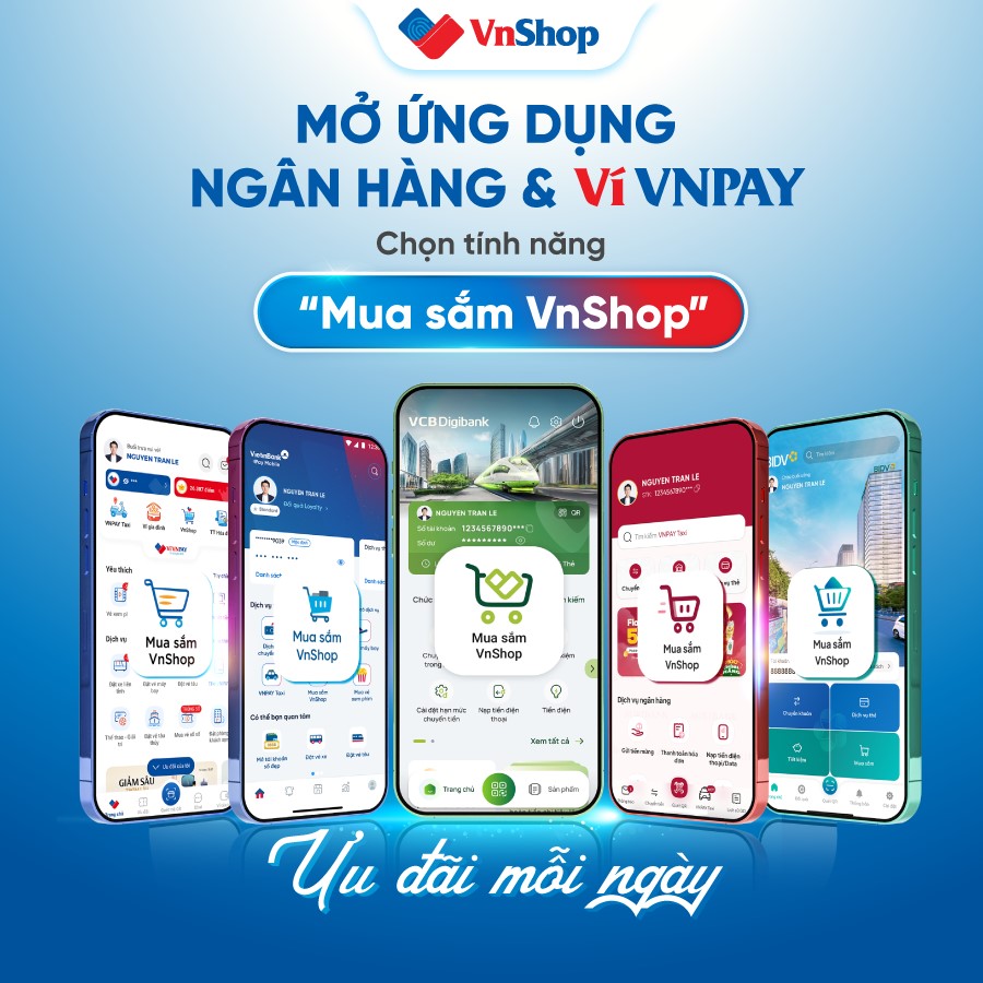 Mua sắm VnShop - T&iacute;nh năng mua sắm trực tuyến duy nhất tr&ecirc;n app ng&acirc;n h&agrave;ng, v&iacute; VNPAY.