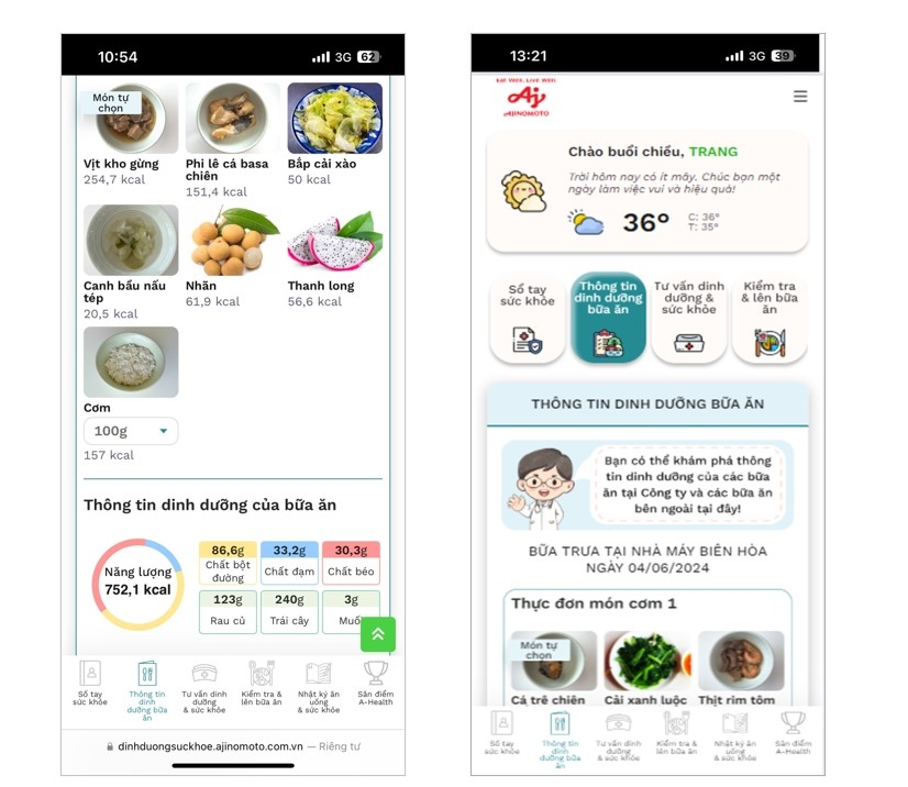 Phần mềm Dinh dưỡng v&agrave; Sức khỏe d&agrave;nh ri&ecirc;ng cho nh&acirc;n vi&ecirc;n Ajinomoto Việt Nam.