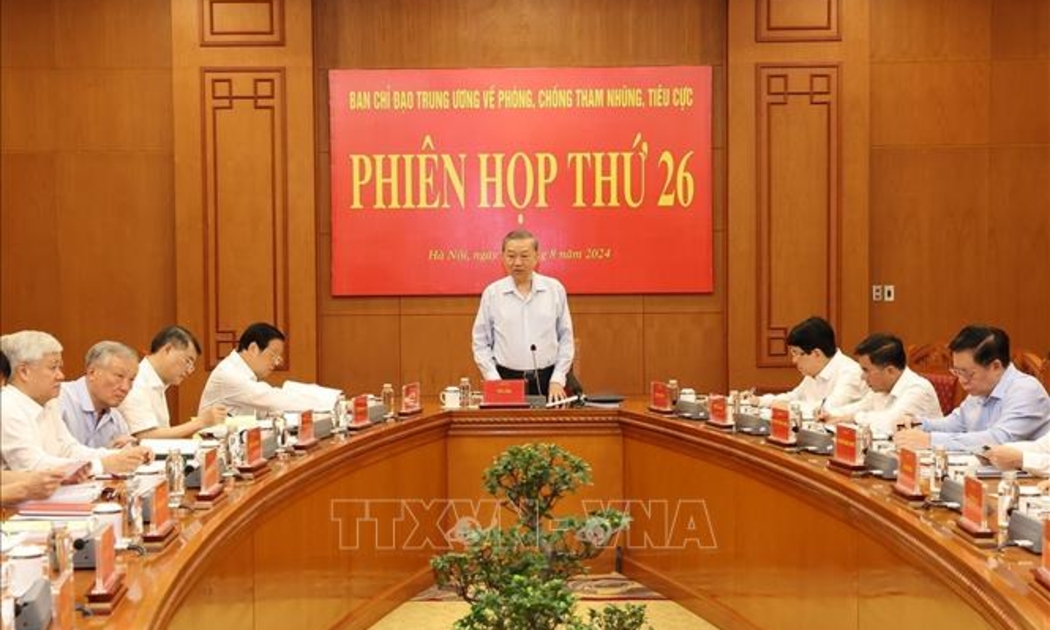 Tổng Bí thư, Chủ tịch nước Tô Lâm chủ trì phiên họp thứ 26 của Ban Chỉ đạo Trung ương về phòng, chống tham nhũng, tiêu cực - Ảnh: TTXVN