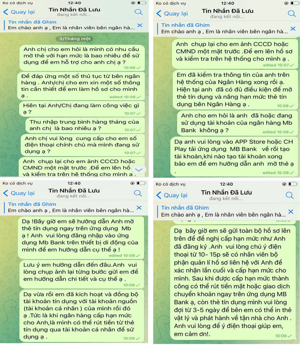 :Mẫu tin nhắn soạn sẵn để mời ch&agrave;o, dẫn dụ người d&ugrave;ng được c&aacute;c đối tượng lưu giữ để thực hiện h&agrave;nh vi phạm tội