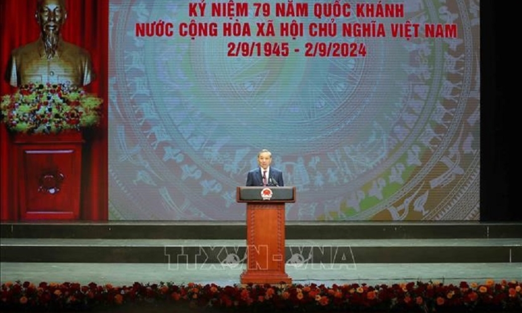 Tổng Bí thư, Chủ tịch nước Tô Lâm phát biểu tại lễ kỷ niệm 79 năm Ngày Quốc khánh nước Cộng hòa Xã hội Chủ nghĩa Việt Nam. Ảnh: TTXVN.