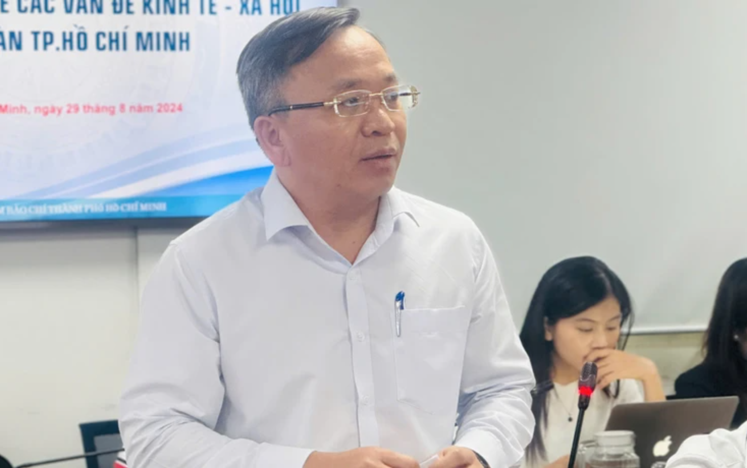 Ông Trương Công Nam, Phó chánh Thanh tra Sở Xây dựng TP.HCM, thông tin về cấp giấy phép đối với các công trình xây dựng có tầng hầm tại TP.HCM - Ảnh: BT.