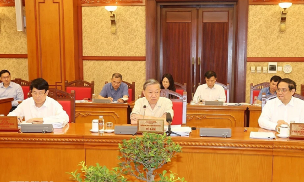 Tổng Bí thư, Chủ tịch nước Tô Lâm chủ trì họp Bộ Chính trị, Ban Bí thư. Ảnh: TTXVN.