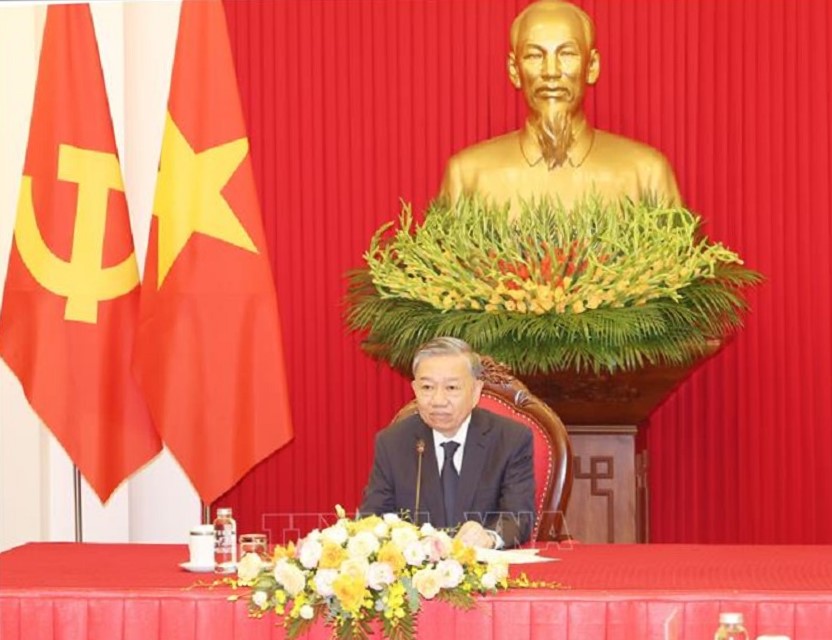 Tổng Bí thư, Chủ tịch nước Tô Lâm điện đàm với Tổng thống Hàn Quốc Yoon Suk Yeol. Ảnh: TTXVN.