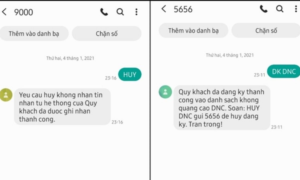 Cách HUY không nhận tin nhắn rác qua SMS - Ảnh minh họa.