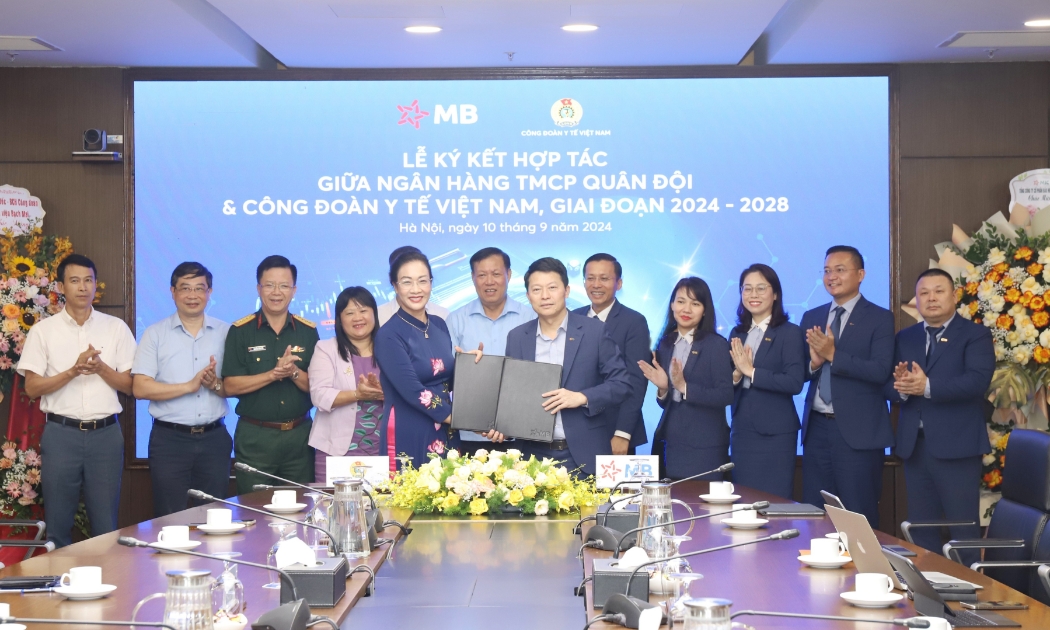 Ngân hàng TMCP Quân đội (MB) và Công đoàn Y tế Việt Nam ký kết thỏa thuận hợp tác toàn diện, giai đoạn 2024 - 2028.
