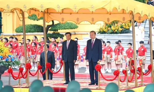 Tổng Bí thư, Chủ tịch nước Tô Lâm chủ trì Lễ đón Tổng Bí thư, Chủ tịch nước Lào