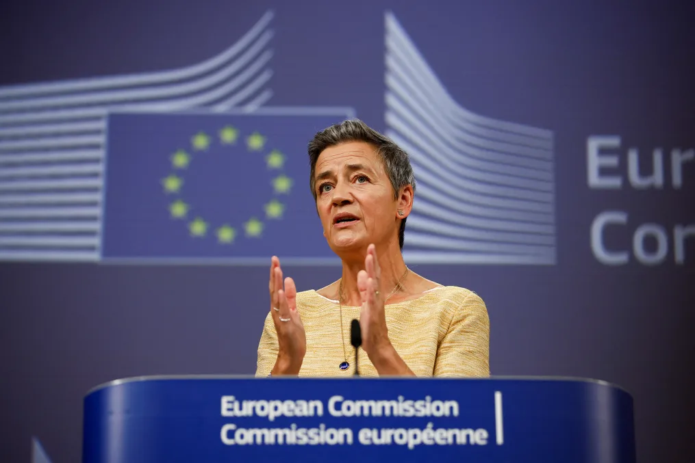 Gi&aacute;m đốc chống độc quyền Li&ecirc;n minh ch&acirc;u &Acirc;u Margrethe Vestager tổ chức họp b&aacute;o tại Brussels ng&agrave;y 10/9/2024.