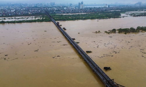 Lũ trên sông Hồng tại Hà Nội có khả năng đạt đỉnh vào trưa 11/9, trên mức báo động 2