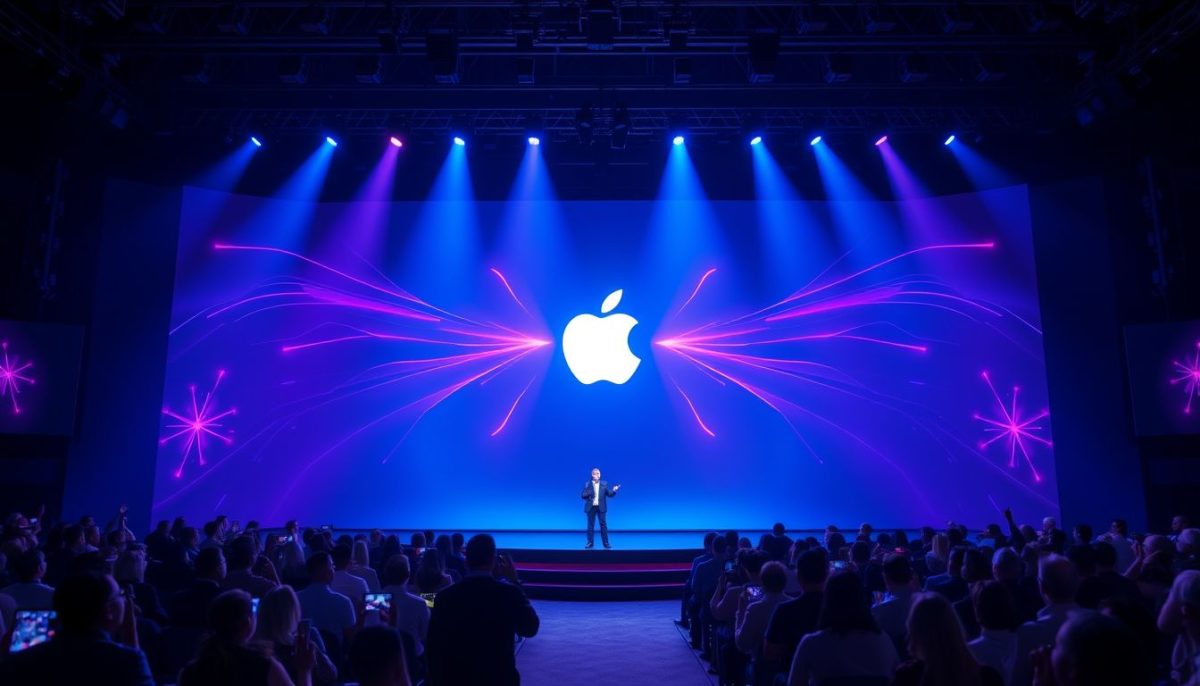 Sự kiện ‘It’s Glowtime’ được tổ chức tại nhà hát Steve Jobs trong khuôn viên Apple Park, trụ sở 