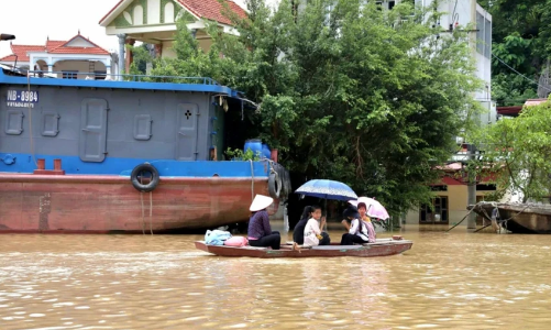 Ninh Bình dừng lệnh di dân do mực nước lũ trên sông Hoàng Long rút