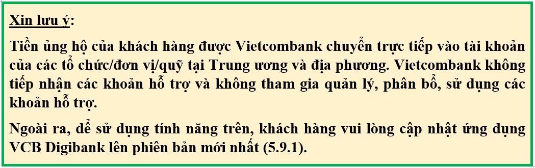 Vietcombank cập nhật tính năng chuyển tiền ủng hộ đồng bào bị ảnh hưởng bởi cơn bão số 3 và mưa lũ trên VCB Digibank - Ảnh 2