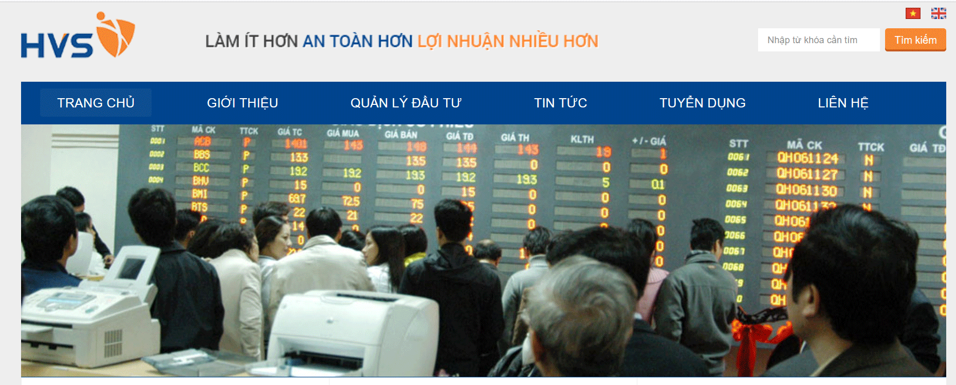 Trang web Công ty cổ phần Chứng khoán HVS Việt Nam