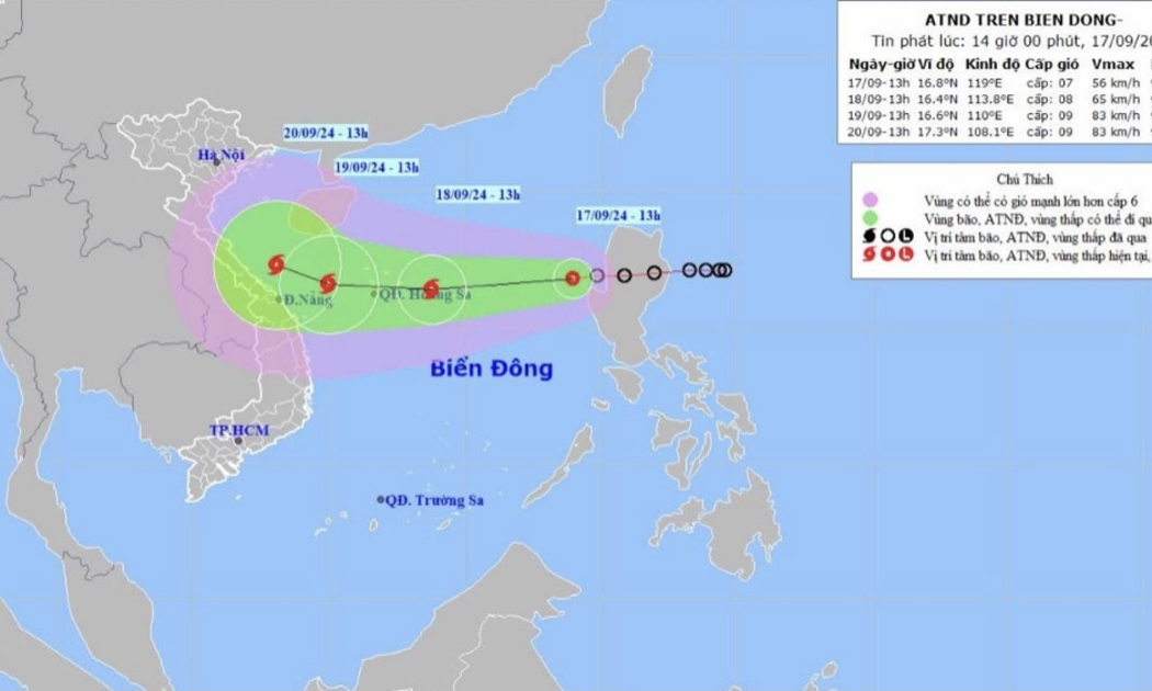 Vị trí và đường đi của ATNĐ hình thành bão số 4.