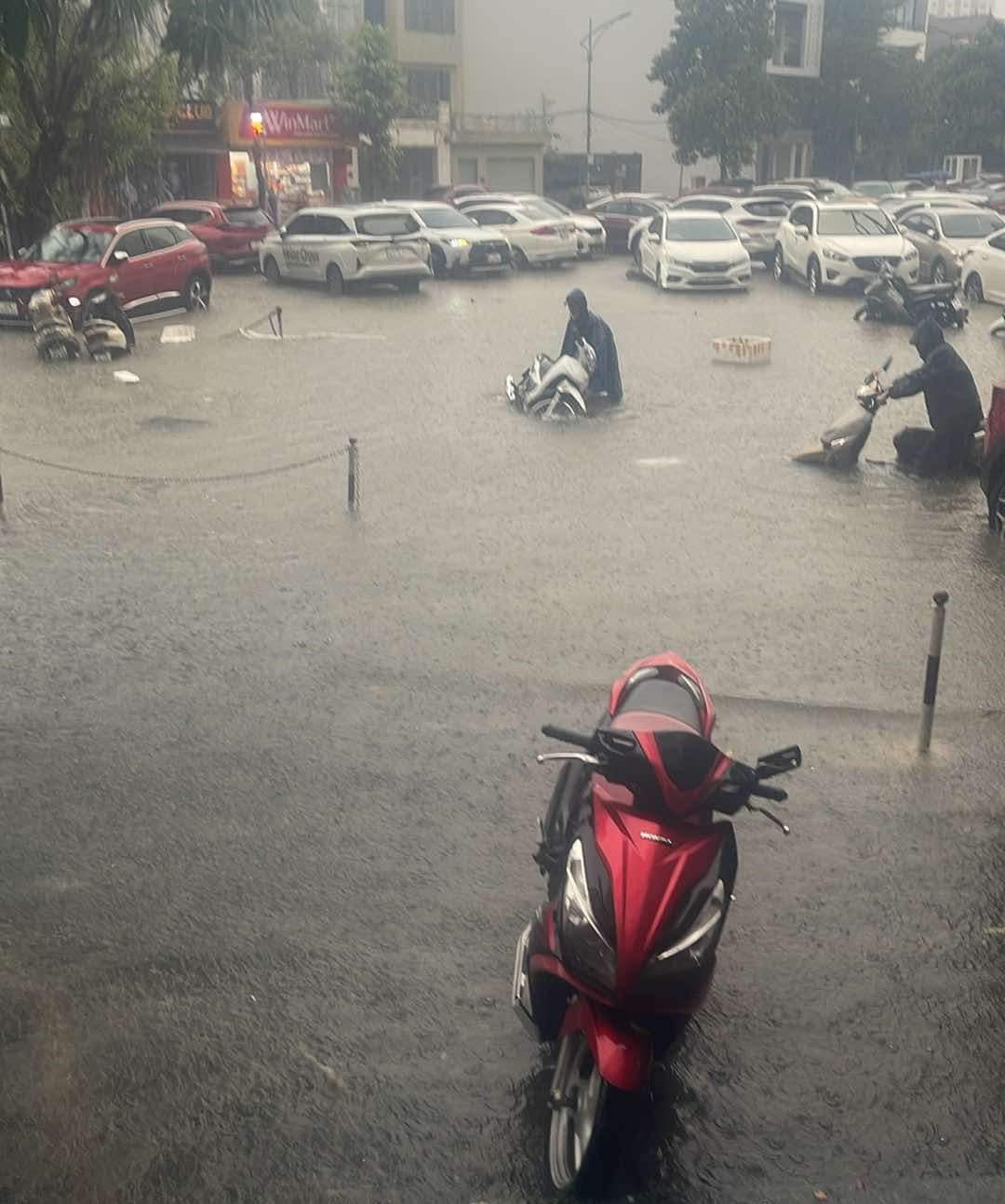 S&aacute;ng ng&agrave;y 23/9, nhiều tuyến đường lớn như Đại lộ L&ecirc;nin, Nguyễn Văn Cừ, Quang Trung, Phan Chu Trinh... tại th&agrave;nh phố Vinh ngập s&acirc;u trong nước