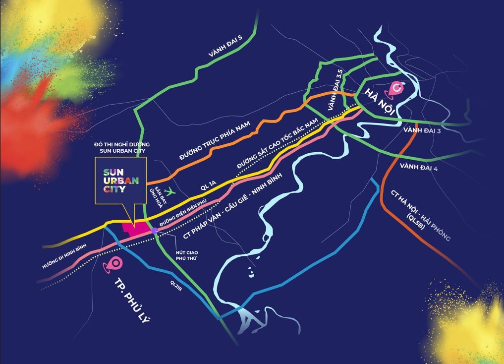 Vị tr&iacute; đắc địa kết nối Sun Urban City Phủ L&yacute;, H&agrave; Nam với H&agrave; Nội v&agrave; khu vực.