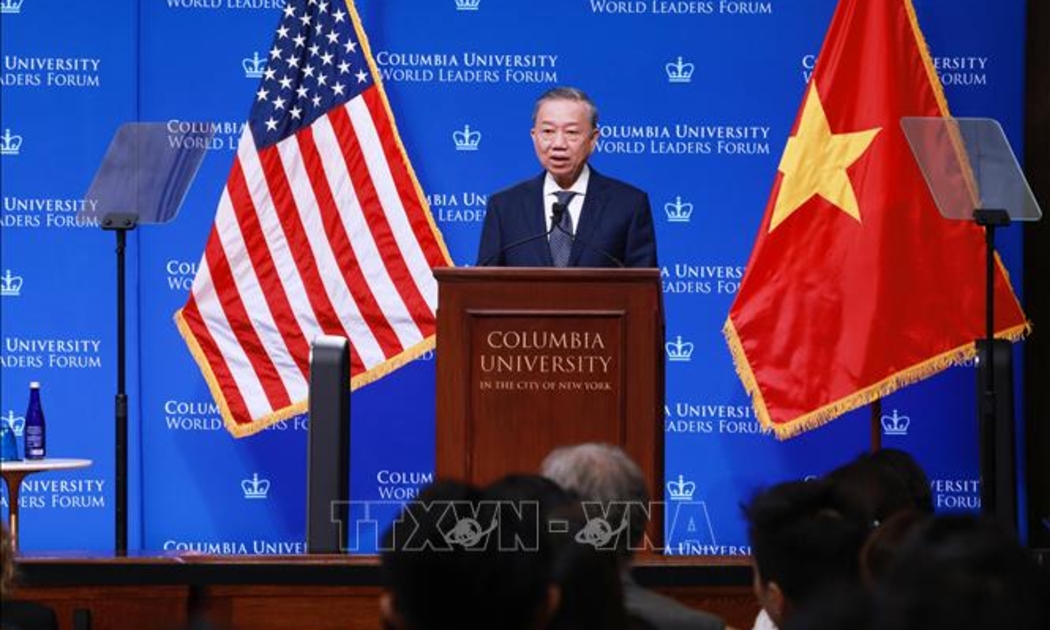 Tổng Bí thư, Chủ tịch nước Tô Lâm phát biểu chính sách tại Đại học Columbia - Ảnh: TTXVN 