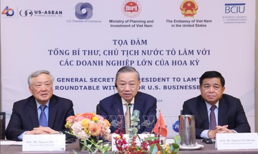 Tổng Bí thư, Chủ tịch nước Tô Lâm dự tọa đàm với các doanh nghiệp hàng đầu Mỹ - Ảnh: TTXVN