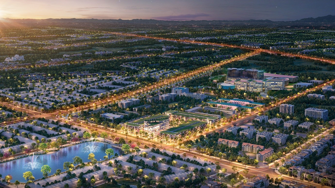 Phối cảnh dự án Glory Downtown sầm uất về đêm.