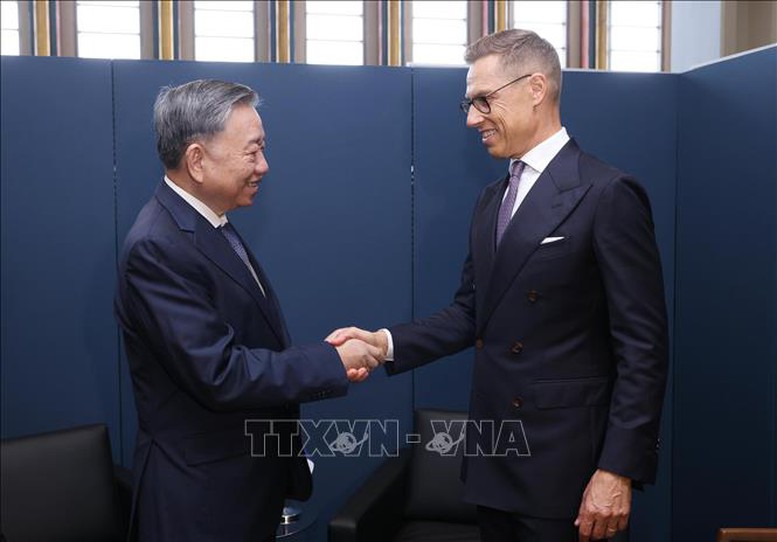 Tổng B&iacute; thư, Chủ tịch nước T&ocirc; L&acirc;m tiếp Tổng thống Phần Lan Alexander Stubb - Ảnh: TTXVN