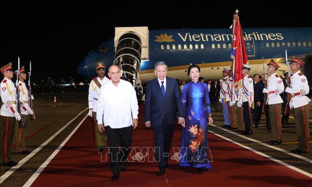 Tổng Bí thư, Chủ tịch nước Tô Lâm đến La Habana, bắt đầu chuyến thăm cấp Nhà nước Cộng hoà Cuba - Ảnh: TTXVN