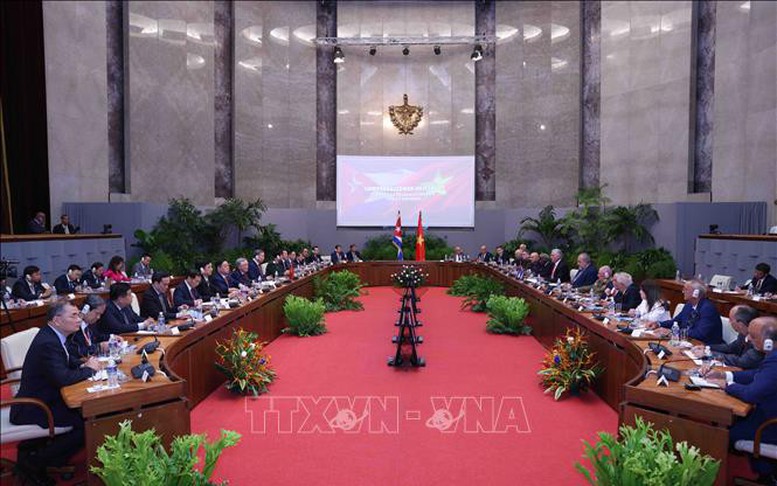 Tổng Bí thư, Chủ tịch nước Tô Lâm hội đàm với Bí thư Thứ nhất, Chủ tịch nước Cuba - Ảnh: TTXVN