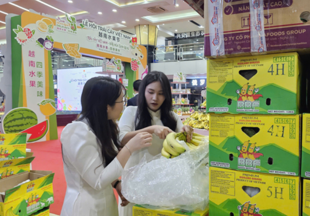 Một gian hàng tại lễ hội trái cây Việt Nam tại Trung Quốc.