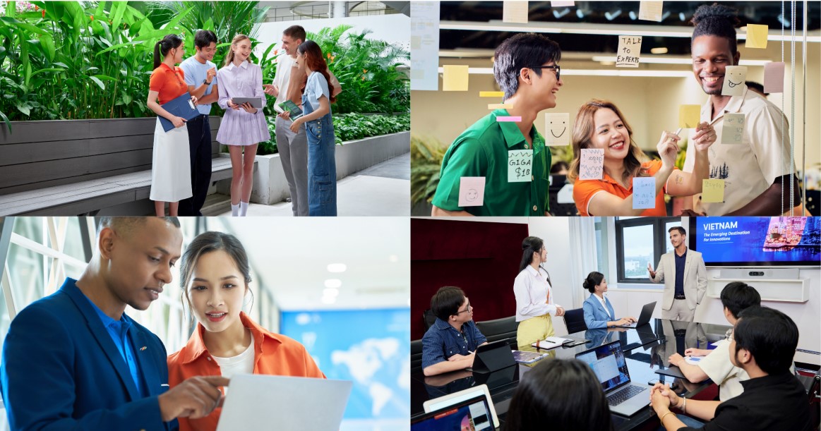 M&ocirc;i trường l&agrave;m việc đa dạng v&agrave; h&ograve;a hợp của FPT Software.