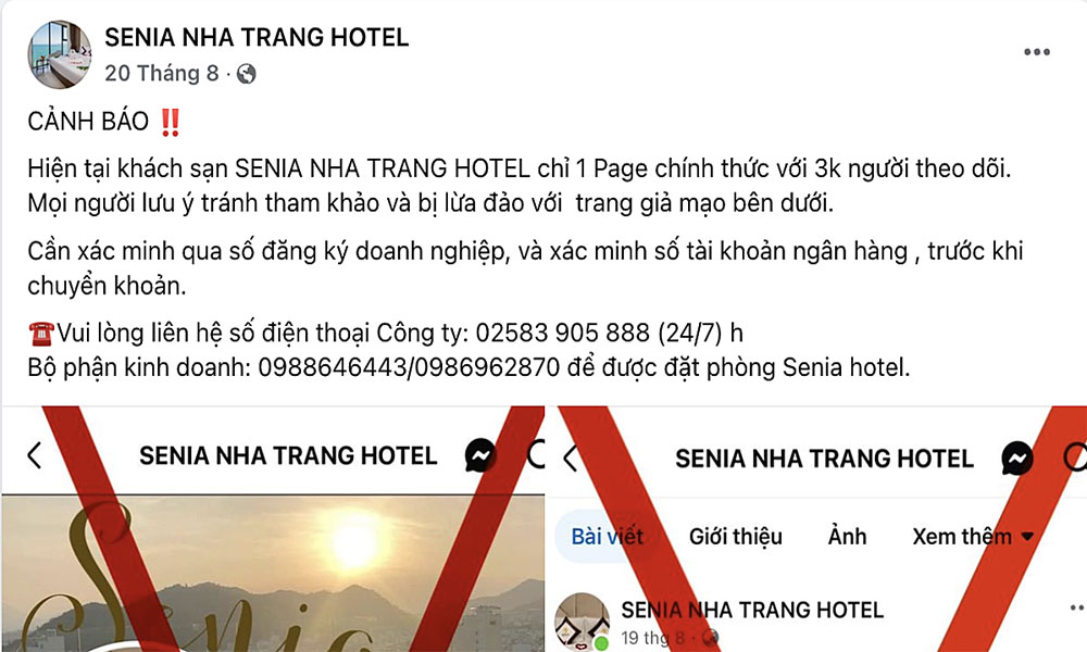 Nhiều khách sạn đã tự đăng thông tin cảnh báo nhưng nhiều trang giả mạo chạy quảng cáo dồn dập, khiến khách vẫn bị nhầm lẫn.