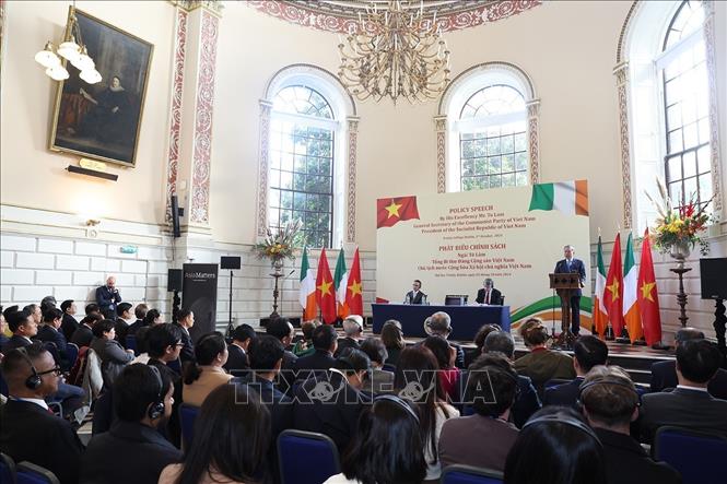 Tổng Bí thư, Chủ tịch nước Tô Lâm tại Trường Đại học Trinity Dublin - Ảnh: TTXVN